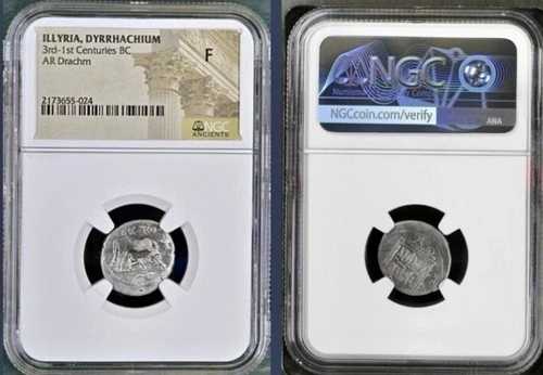 古代ギリシャのイリュリア銀貨 ドラクマ・デュラキウム 紀元前200年～紀元前80年 NGCグレード 良品