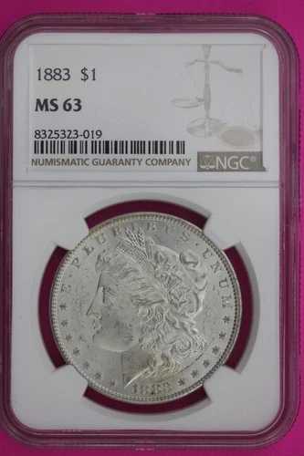 1883年 P MS 63 リバティ・モーガン銀貨 NGC認定 鑑定済み 本物 1042