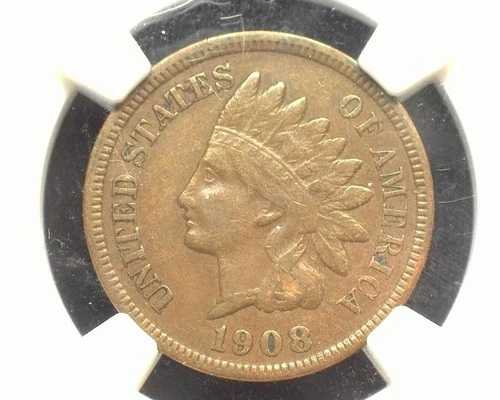HS&C: 1908 S インディアンヘッド ペニー/セント XF 45 BN NGC - 米国コイン