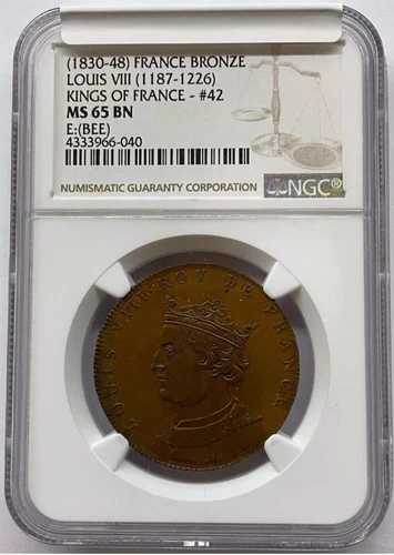 (1830-48) フランス 青銅 ルイ8世 1187-1226 フランス国王 # 42 NGC MS65-