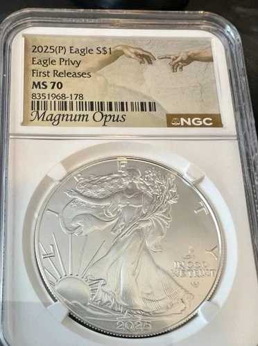 2025年 (P) アメリカン シルバー イーグル プリヴィ NGC MS70 ファーストリリース マグナム オプス!!! S22