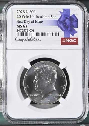 2025 P & D ケネディ NGC MS67 ハーフダラー 初日発行 FDI、おめでとうございます %