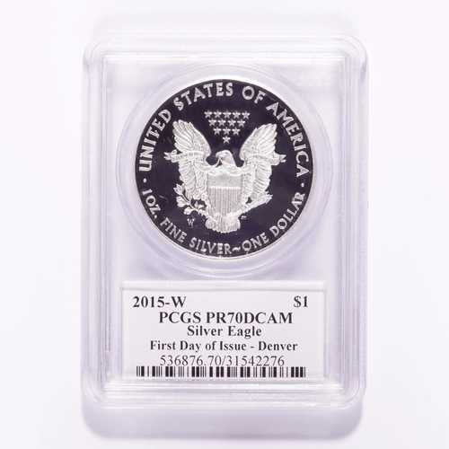 2015-W シルバー アメリカンイーグル プルーフ PCGS PR70DCAM FDOI デンバー・マーカンティ