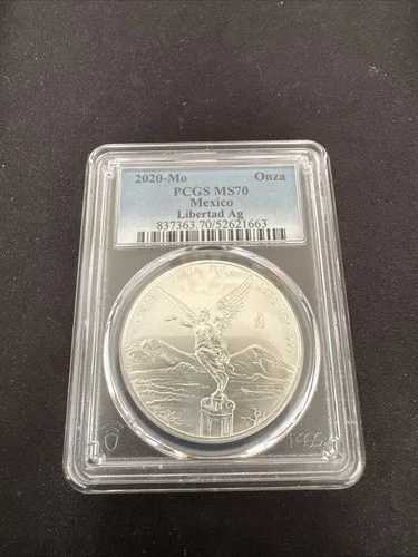 2020年 1オンス MS70 リベルタッド BU .999 シルバーコイン PCGS-メキシコ オンザ キーデート????