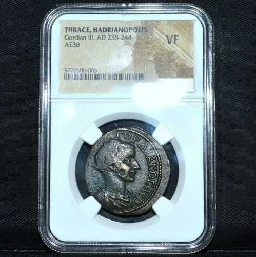 238-244 古代ローマ ? ゴルディアヌス3世 ? NGC VF トラキア ハドリアノポリス AE30 ?信頼済み?