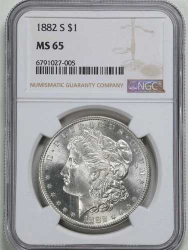 1882-S 1ドル モルガン銀貨 MS65 NGC 6791027-005