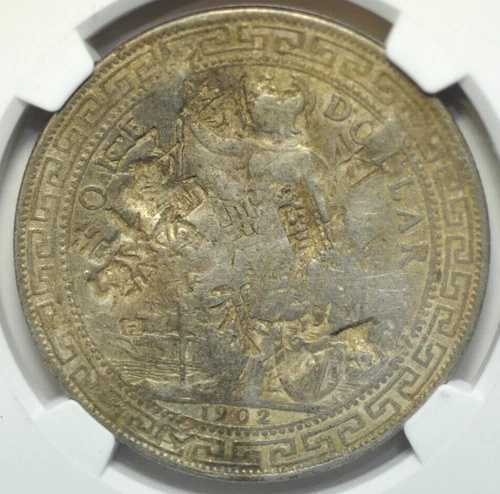 mw25081 G. イギリス 香港; 貿易ドル 1902B NGC チョップマーク-ニース中国 C/S