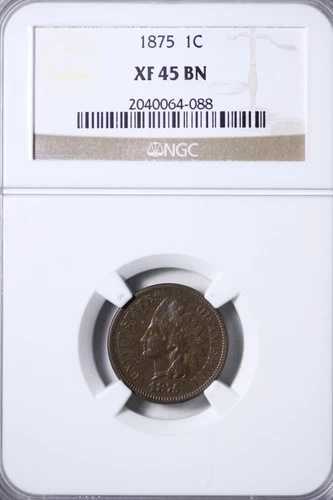 1875年インディアンヘッドセントペニー NGC XF45 SWCNM