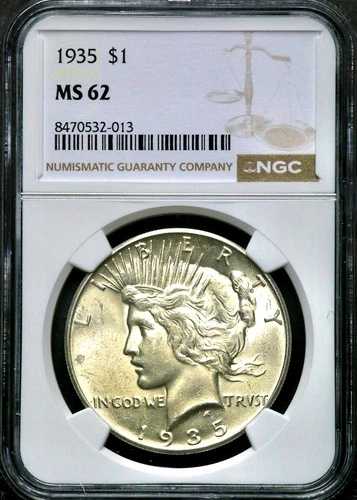 1935年ピースシルバー1ドル - NGC MS 62 CC824 61,105円