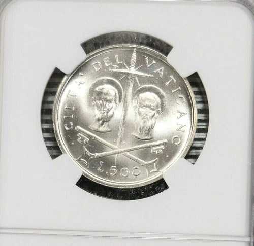 1967年 バチカン シルバー 500リラ 聖ペテロ＆パウロ NGC MS 67 希少宝石 トップポップ 61,105円