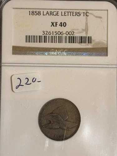 1858年 1C ラージレター フライングイーグル セント - NGC XF 40