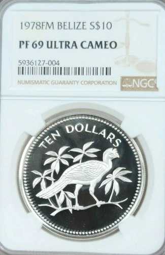 1978年 ベリーズ シルバー 10ドル グレートホウカンチョウ NGC PF 69 ウルトラカメオ レア トップポップ