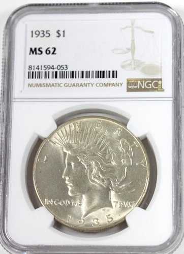1935年ピースダラー：NGC MS62 ブレイジングホワイト