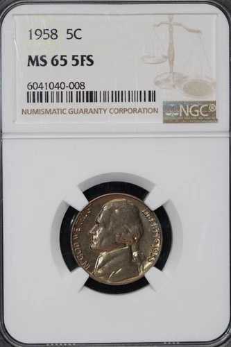 1958年 ジェファーソン・ニッケル NGC MS65 5FS フルステップ *DoubleJCoins* - 6008-41 61,105円