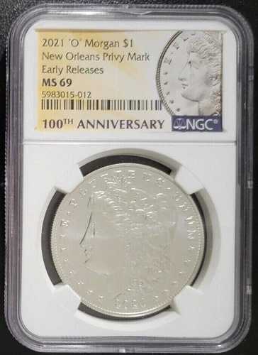 2021 O モルガン銀貨 - プライベートマーク NGC MS69 アーリーニューオーリンズ ~
