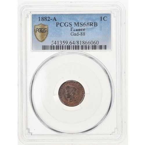 [#874952] コイン、フランス、セレ、サンティム、1882、パリ、PCGS、MS64RB、MS(64)、ブロンズ