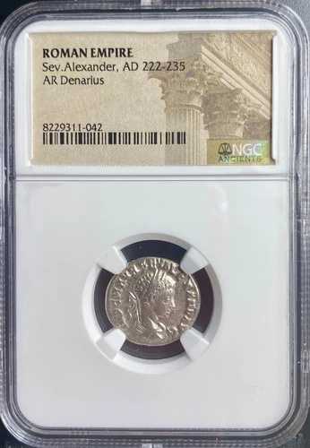 NGC セウェルス・アレクサンダー皇帝 222-235年 古代ローマ銀貨 デナリウス 本物