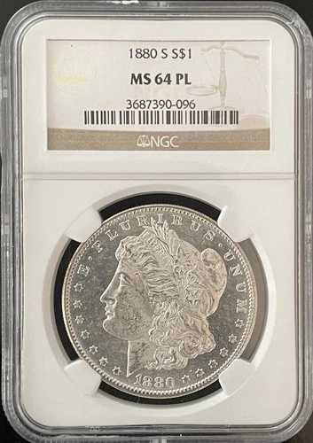 ?? 1880-S モルガン銀貨 NGC MS64 PL - 送料無料 -