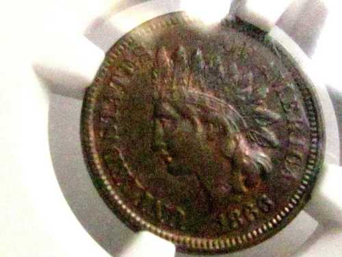1866年インド1セント、NGC AU53 BN、良好な状態