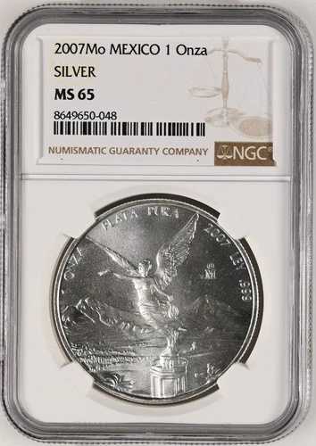 メキシコ 1 オンザ 2007 シルバー リベルタ NGC MS65 キー日付 8649650-048
