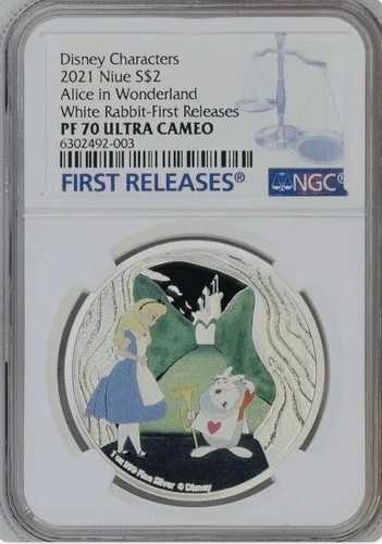 不思議の国のアリス 白ウサギ 2021 ニウエ 1オンス .999 NGC PF70 UC FR ミント 2000!