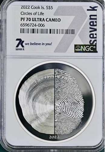 2022 7k メタル サークルズ オブ ライフ 1オンス .999 ER NGC PF70 UC クック諸島造幣局 2022!