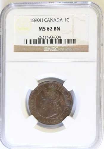 1890-H カナダ ラージセント 1セント NGC MS62 BN - ブラウン