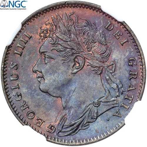 [#507278] イギリス、ジョージ4世、ファーシング、1821年、ロンドン、銅、NGC、MS65BN、