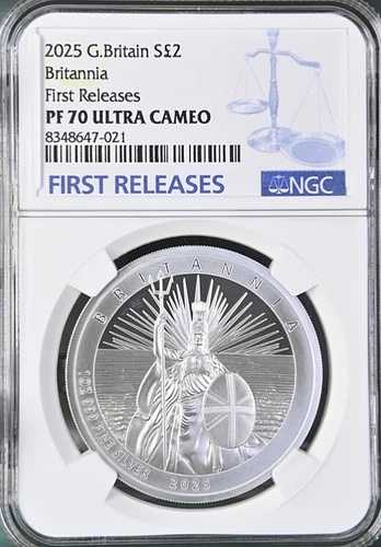 2025年 イギリス 2ポンド ブリタニア 1オンス シルバー NGC PF70 FR ????