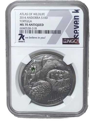 アトラス オブ ワイルドライフ 2014 アンドラ S10D トルトゥガ NGC MS70 アンティーク セブン K ラベル