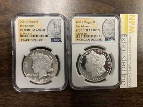 2024年 Sプルーフ モルガン＆ピースドル 2枚セット $1 NGC PF70 UCam 初リリース