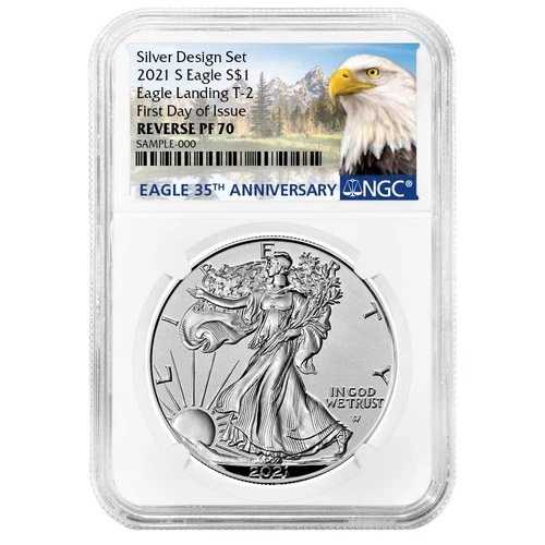 2021-S リバース プルーフ $1 タイプ 2 アメリカン シルバー イーグル NGC PF70 FDI 35 周年記念