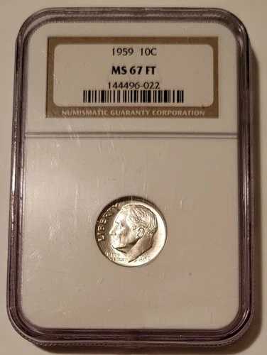 1959年 ルーズベルト ダイム MS67 FT NGC