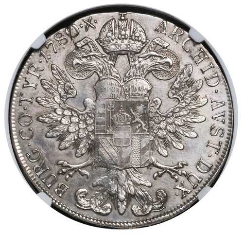 1780年、オーストリア、マリア・テレジア。銀ターラー貨幣。ヴェネツィア、1840-1866年、H41。NGC AU