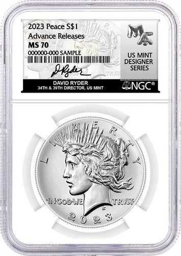 2023 ピースダラー NGC MS70 アドバンスリリース ライダー直筆サイン入りポップ 限定 485!!!