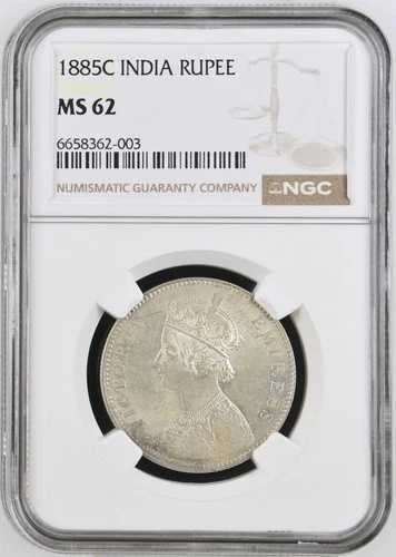 1885年頃 イギリス領インドルピー NGC MS62 銀貨