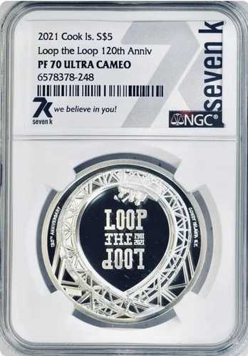2021 LOOP The LOOP クック諸島 ハイリリーフ 1オンス シルバー NGC PF70 UC 1901 発行!