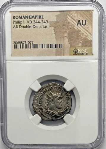 ローマ帝国 - フィリップ1世 - 西暦244～249年 - AR ダブルデナリウス - 銀 - NGC AU