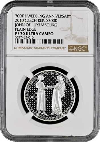 チェコ共和国 200 コルン 2010、NGC PF70 UC、「ルクセンブルクのジョンの結婚式」トップ 68,970円