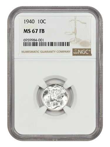 1940年 10C NGC MS67 FB - マーキュリーダイム 70,180円