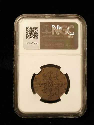 1844JA スペイン 8 マラベディス銅貨 - NGC AU53BN トップポップ