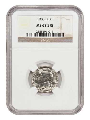 1988-D 5C NGC MS67 5FS - ジェファーソンニッケル