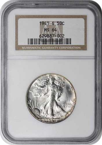 1941-S ウォーキング・リバティ・シルバー・ハーフドル MS64 NGC