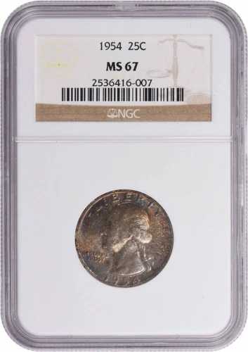 1954年ワシントン銀貨クォーター MS67 NGC