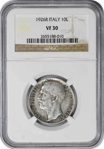 1926R イタリア 10リラ VF30 NGC