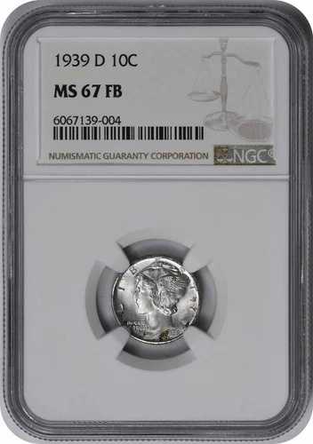 1939-D マーキュリー銀貨 MS67FB NGC