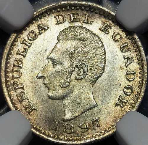 リマ 1/2 日 1897LIMA JF アントニオ ホセ アグスティン共和国エクアドル代表 MS65 NGC