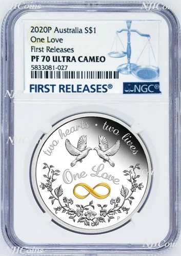2020年 ワンラブ 1オンス .9999 シルバー 1ドル プルーフコイン NGC PF70 UC FR OGP付き｜WORLD RESOURCE【QUEEN店】