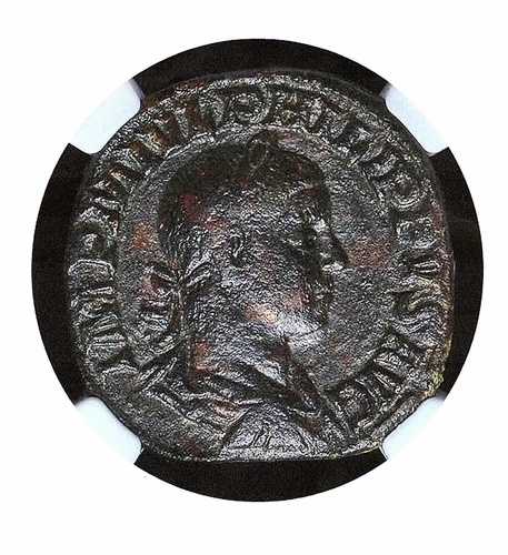 フィリップ II セステルティウス NGC VF 5/5 2/5 AD 247-249 巨大 AE 30 mm。 20.03g スーパーブ070