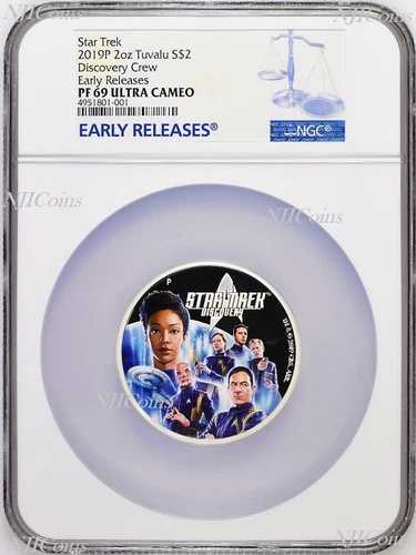 2019年 スタートレック：ディスカバリー クルー 2オンス .9999 シルバー プルーフ 2ドルコイン NGC PF69 ER